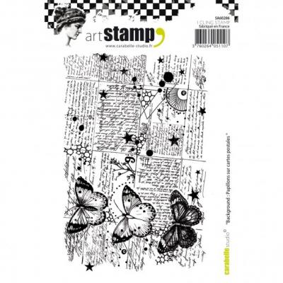 Carabelle cling stamp - background papillons cartes postale Schmetterlingspostkarte